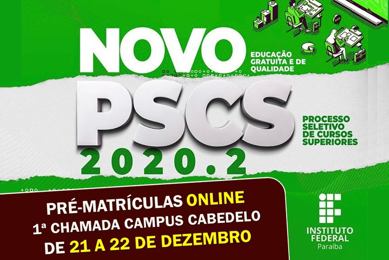 Pré-Matrícula 1ª Chamada PSCS 2020.2