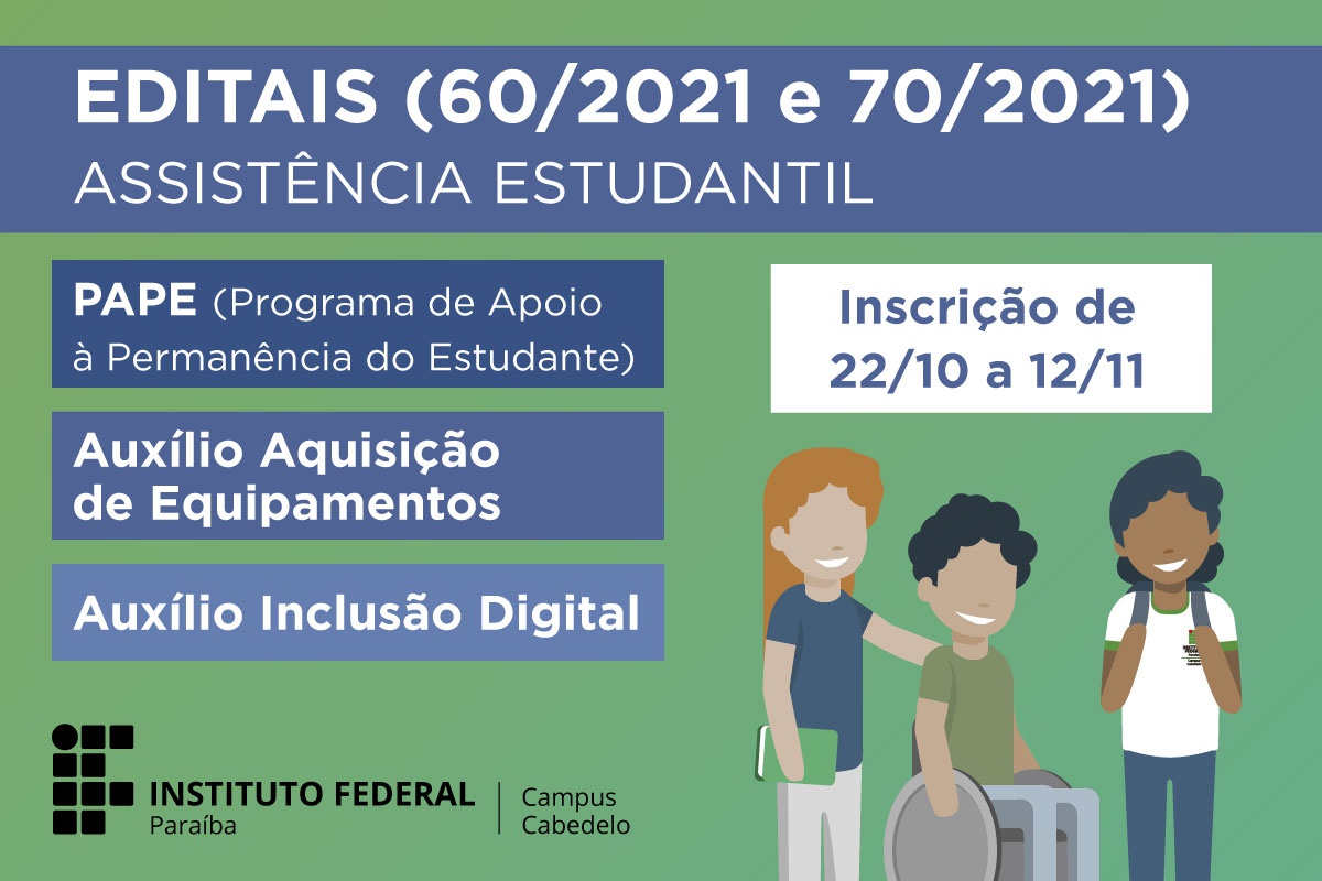 Editais Assistência Estudantil (PAPE, ID, Equipamento) — Instituto ...