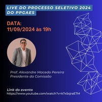 A live de lançamento do edital será dia 11/09, às 19h